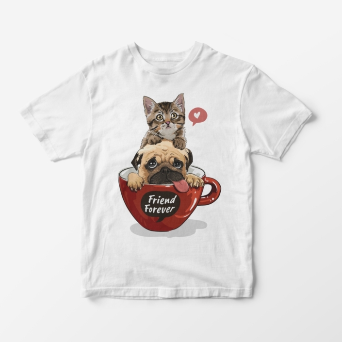 Тениска с Коте и куче - Приятел ЗАВИНАГИ / Friend forever