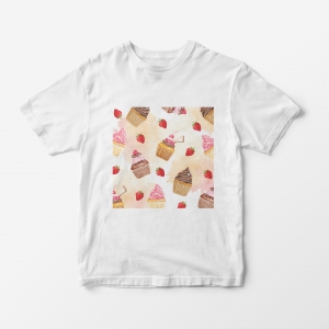 Тениска с шарени КЕКСЧЕТА / T-shirt with colorful CUPCAKES