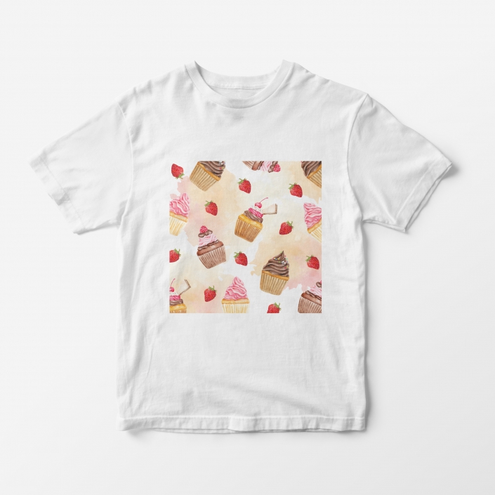 Тениска с шарени КЕКСЧЕТА / T-shirt with colorful CUPCAKES